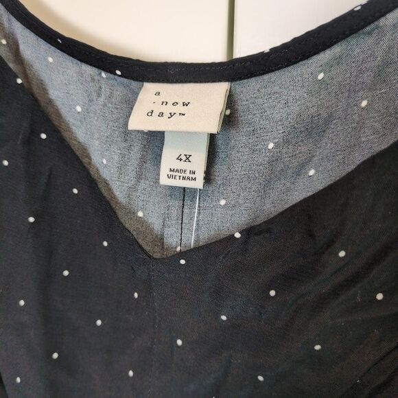 NEW A New Day Women's 4X Long Sleeve Crepe Maxi A-Line Dress Black Plus - Picture 2 of 6